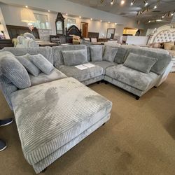 Brand New Luxurious Corduroy Sectional & Ottoman