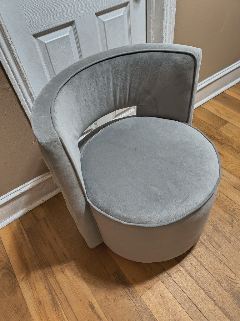 Grey Swivel Stuffed Velvet Accent Chair ( Won't Last)