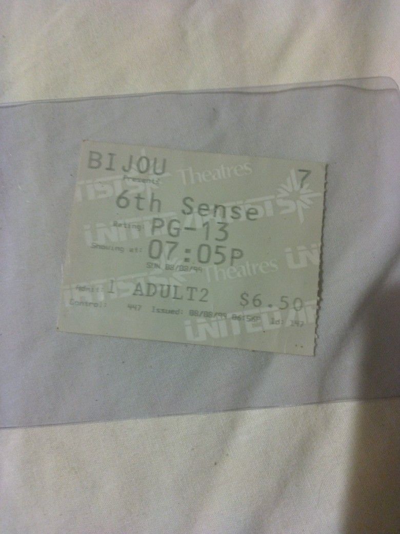 Original 1999 "6th Sense” Movie Ticket