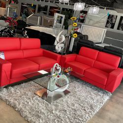 2 Pc Red Sofa And Love Huge Special Only For $599 Also Comes In Black White And Grey