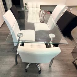 Glass Top Dining Table with Chrome Base
