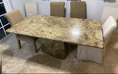 Marble table with 6 chair