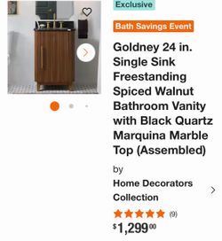 24” BATHROOM VANITY NEW WITH FLUTED DOOR
