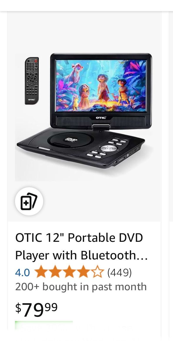 Portable DVD Player with Bluetooth Function, 10.1" HD Swivel Display Screen, 5 Hour Rechargeable Battery, Support CD/DVD/SD Card/USB, Car Headrest Cas
