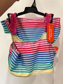 Girls Rainbow Stripe Bikini Swim Top XL 14/16