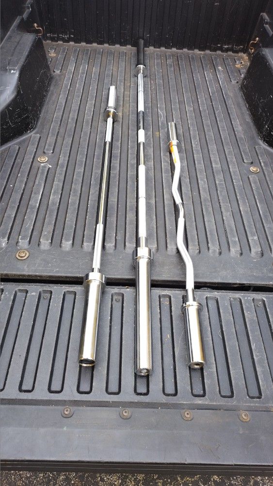 NEW OLYMPIC BARS : 7 FOOT =$85 / 5 FOOT = $65 / CURL BAR = $55
• OLYMPIC : 45LB. / 35 LB. / 25LB. / 10LB. / 5 LB. PLATES A