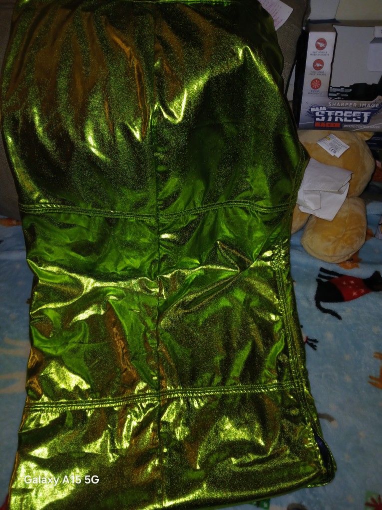 Long, Shiney, Green, Nice and fitted (Size S/M)