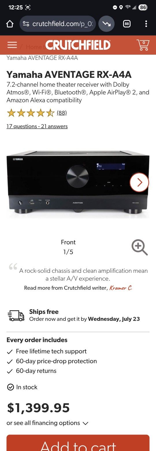 *PENDING* Yamaha Aventage RX-A4A 7.2 Receiver