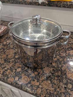 Dansk Stainless Steel Double Boiler 3 quarts with steamer tray