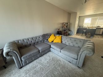 4 Seater Grey Tufted Sectional
