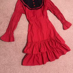 New large red ruffle button Victorian Piriate Rennisance dress costume goth gothic