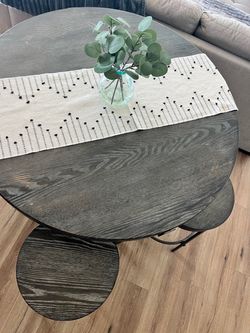 Round Nesting Coffee Table Set Dark Wood