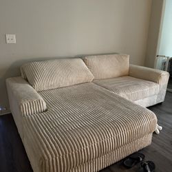 Off white/Cream Sectional Corduroy Couch