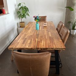 6 PC Wooden Dining Table With Bench