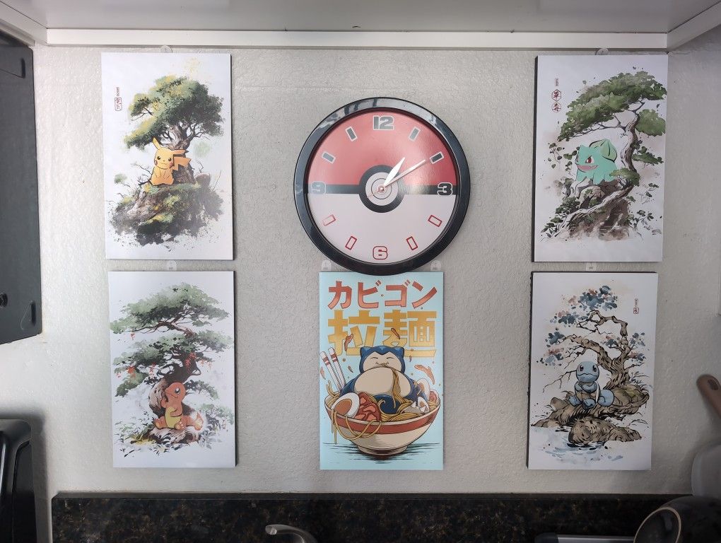 Set Of 5 Pokemon Card Board Backed Prints Collectibles & Art Set Of 5 Pokemon Card Board Backed Prints Collectibles & Art