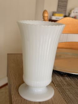 Vintage white milk glass pedestal vase, Candy Dish