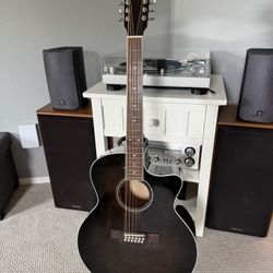 Guild - F-2512CE Acoustic Electric Guitar - Transparent Black Burst