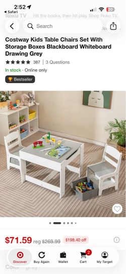 Costway Kids Table Chairs Set With Storage Boxes Blackboard Whiteboard Drawing