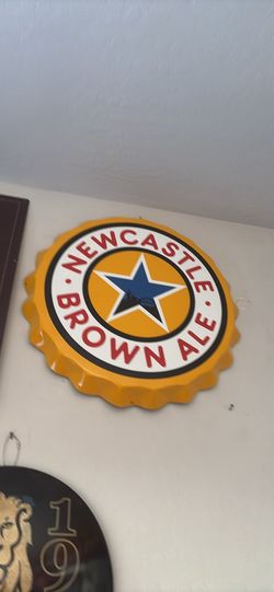 24 inch large Newcastle Brown Ale round metal tinsign