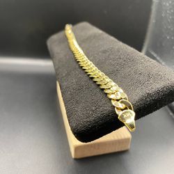 14K Stamped Herringbone Bracelet Cuban 8IN 8MM