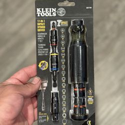 Klein Tools 32517HD KNECT 17-in-1 Impact-Rated Hybrid Screwdriver/Nut Driver, Magnetic, Flip Socket, 11 Bits, 3 Nut Drivers, Bit Holder, Square Adapte