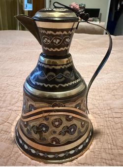 Vintage Turkish Copper Etched Ibrik Lid (Erzincan Style - Anatolia) Unique