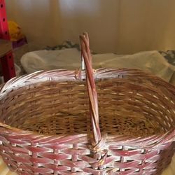 Oval Woven Basket with Handle Reddish Brown