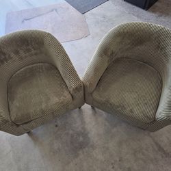 Green Courdoroy Lowback sitting chairs