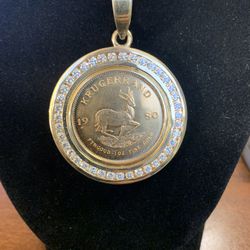 24k Krugerrand Coin Bezel Pendant In 18k gold Diamond Bezel! 4.8ctw!