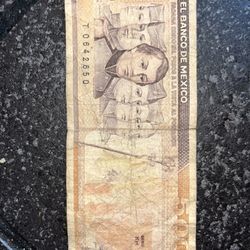 MXN $5000 Pesos Banknote.