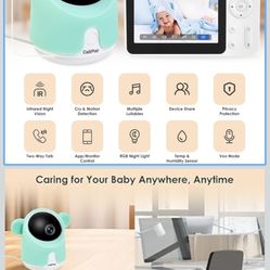 Baby Monitor with Camera and Audio, 1080P Baby Camera Monitor WiFi Smartphone App Control Night Vision 4.3” Screen 2-Way Talk Temperature & Humidity S