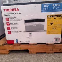 Toshiba 8,000 BTU 115-Volt Smart Wi-Fi Touch Control Window Air Conditioner with Remote for up to 350 sq. ft. in White