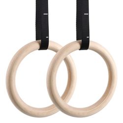 Wood Gymnastic Ring Olympic Strength Training Gym Rings Wooden