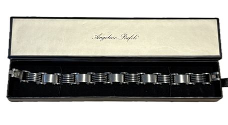 “Five Stacks” stainless steel link bracelet by Angelino Rufolo
