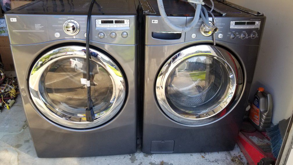 LG grey washer and electric dryer 