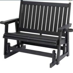 Poly lumber Patio Glider with two seat/ black/ new with packing/durable HIPS material
