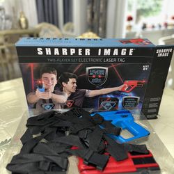 Sharper Image Laser Tag Set, 2-Pack of Blaster Guns & Armor Vests, Safe for Kids & Adults, Indoor & Outdoor Battle Game, Multiplayer Team Mode, Fun Pa