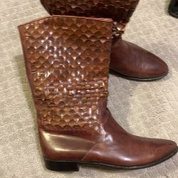 Handmade Italian Leather Boots Made By Lorenzo Banfi- Size 10