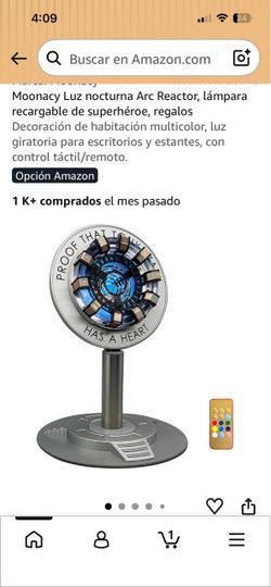 Moonacy Luz nocturna Arc Reactor, lámpara recargable de superhéroe, regalos Decoración de habitación multicolor, luz giratoria para escritorios y esta