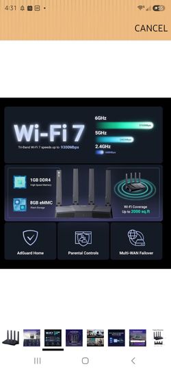 GL.iNet GL-BE9300 Flint 3 Tri-Band Wi-Fi 7 Router FAST
