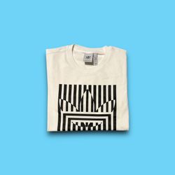 Adidas originals trefoil striped logo t-shirt white mens small 