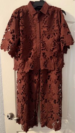 Crochet Flower Set - Brown/Wine Colorway