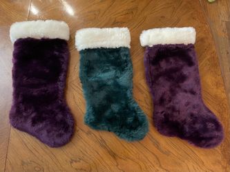 Like New Plush Christmas Stockings - 2 Purple & 1 Green - Super Soft - $10.00 Each or $25.00 for all 3!!