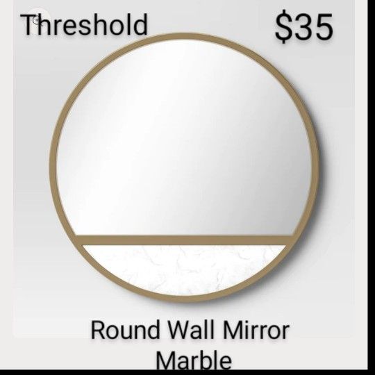 Brand New 22 " In Round Mirror Whit Marble Threshold & Studio Mc Gee