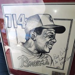 Autographed Hank Aaron 714th Home Run Picture With Ticket Stub From Game. Plus A Few Other Autograph And Signed Pics And Memorabilia 