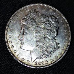 1890 Very Fine Morgan Silver Dollar Color Tinted