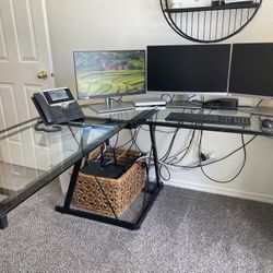 Glass L Shaped Desk 