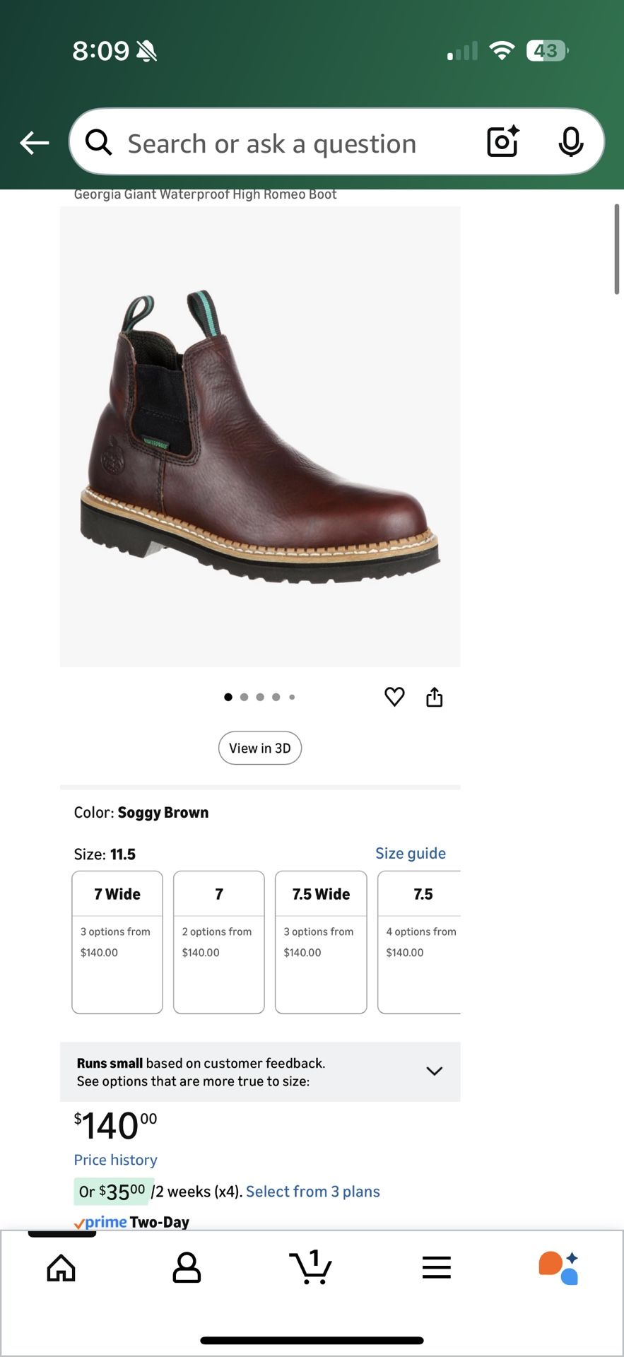 Brand New Georgia Boots 13M