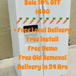 💰💯Whirlpool refrigerator side-by-side white clean like new Free delivery. 🚚 