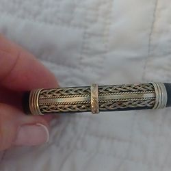 Unusual Sterling Silver 925- Black Leather& Ornate Sterling Silver Cuff Bracelet